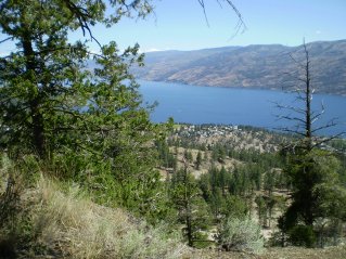 Partway up the trail looking down on Peachland, Pincushion Mtn 2011-08.